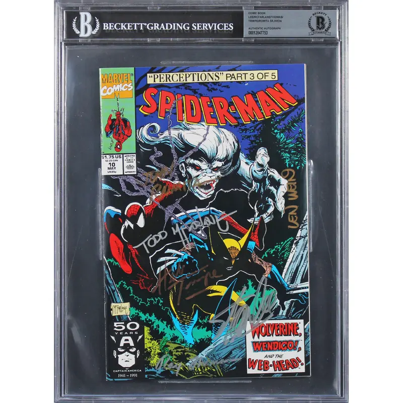 (6) Stan Lee, McFarlane +4 Signed Spider-Man Perceptions Part 3 Comic BAS Slab