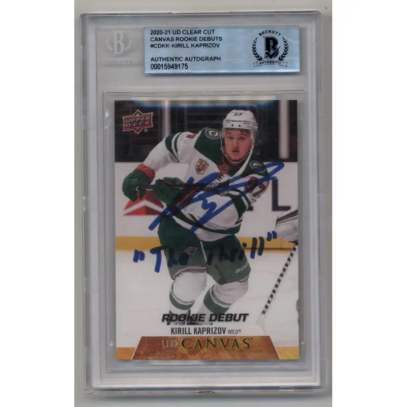 Kirill Kaprizov 2020-21 UD Clear Cut Canvas Kirill Kaprizov BGS Authentication 9175