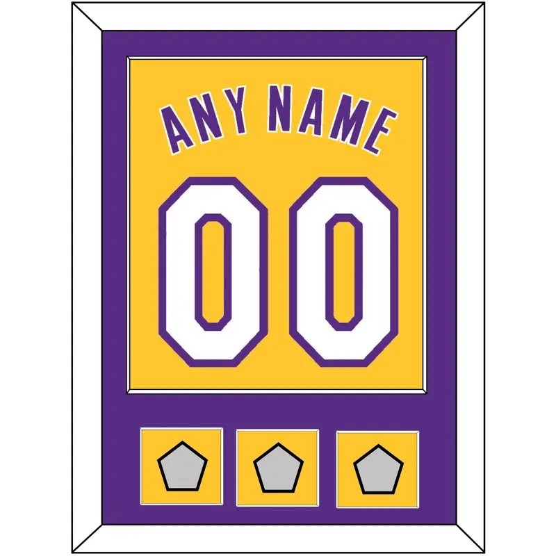 Los Angeles Name & Number With 3 Finals Patches - Home Yellow (1999-2018) - Single Mat 2