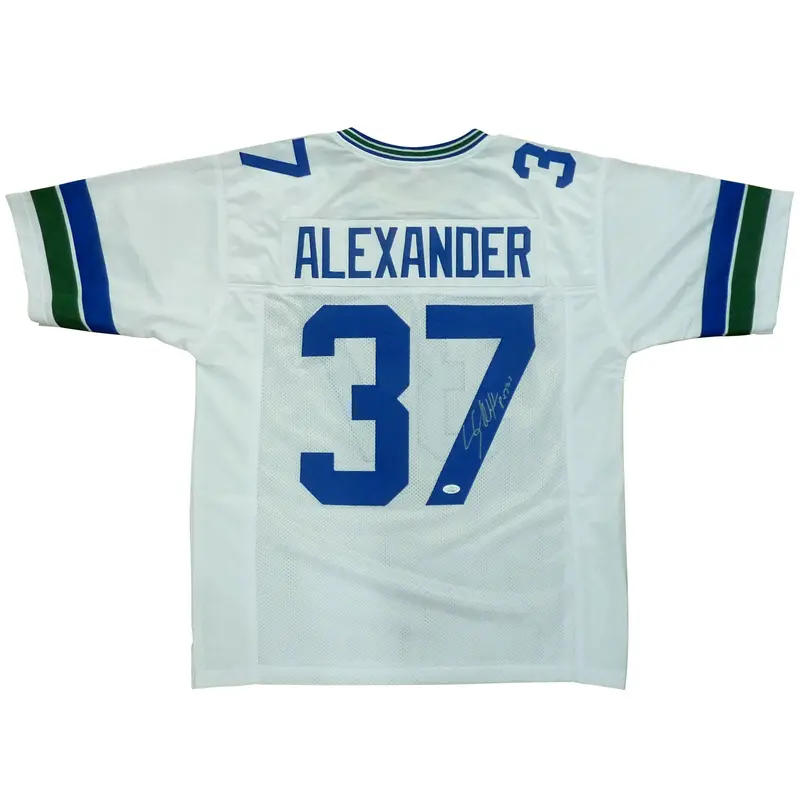 Shaun Alexander Autographed Seattle (White #37) Custom Jersey - JSA