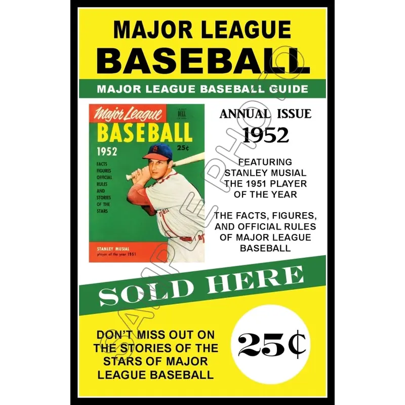 Stan Musial Poster 11X17 - 1952 Dell Guide Magazine St. Louis Cardinals - 594
