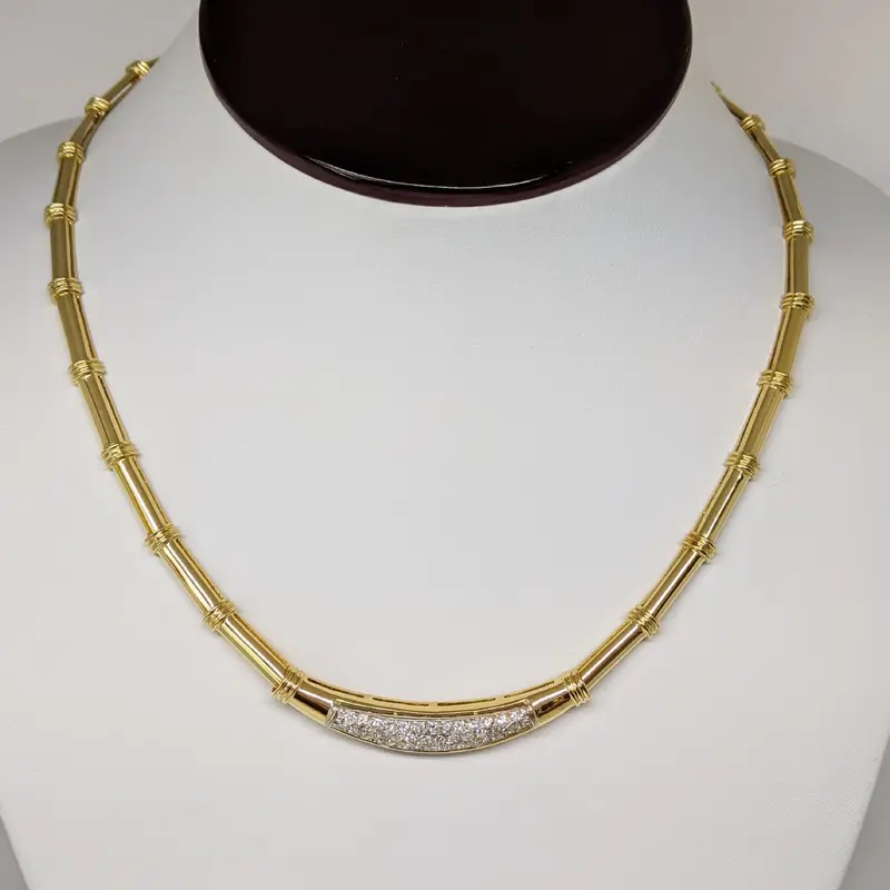 18K .67 CARAT TOTAL WEIGHT SI1 I DIAMOND ROUND (38) LINK ESTATE NECKLACE 33.8 GRAMS