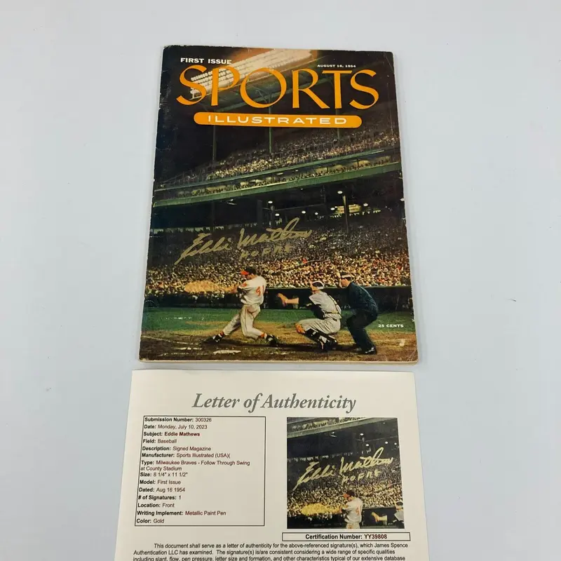 Eddie Mathews Signed 1954 Sports Illustrated First Issue JSA