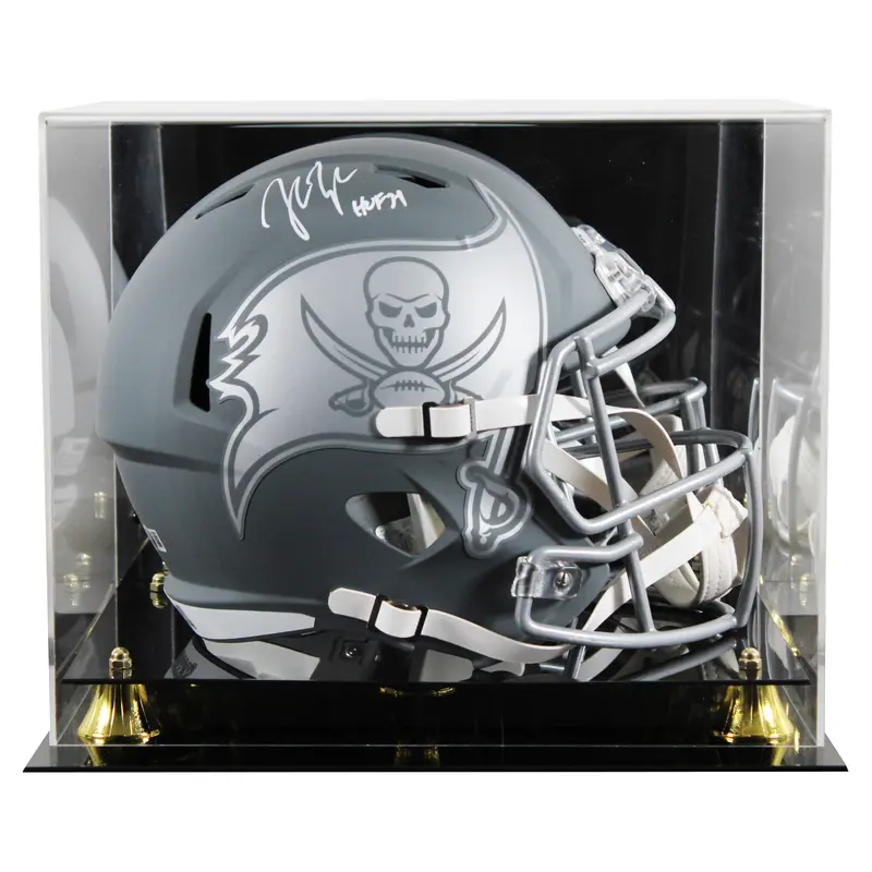 Buccaneers John Lynch "HOF 21" Signed Slate F/S Speed Rep Helmet W/ Case BAS Wit