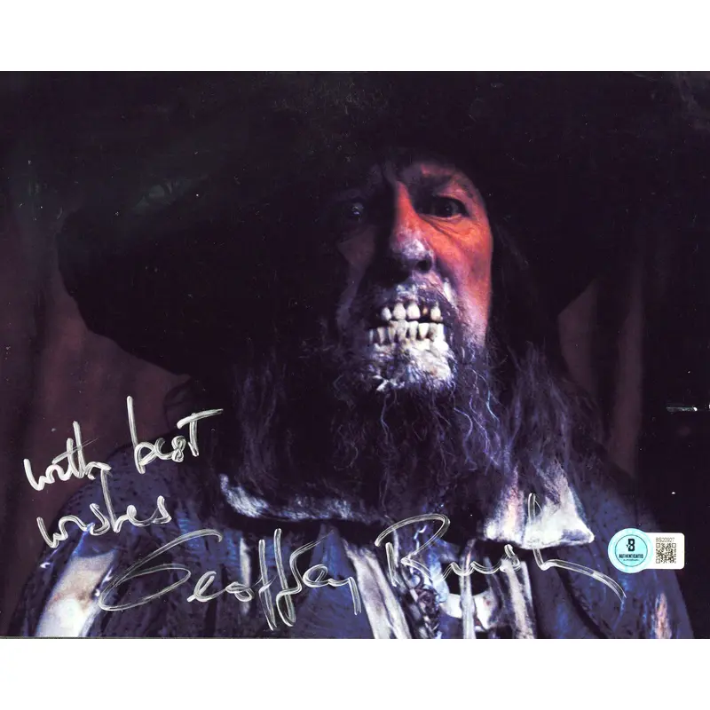 Geoffrey Rush Pirates Caribbean "With Best Wishes" Signed 8x10 Photo BAS BS20927