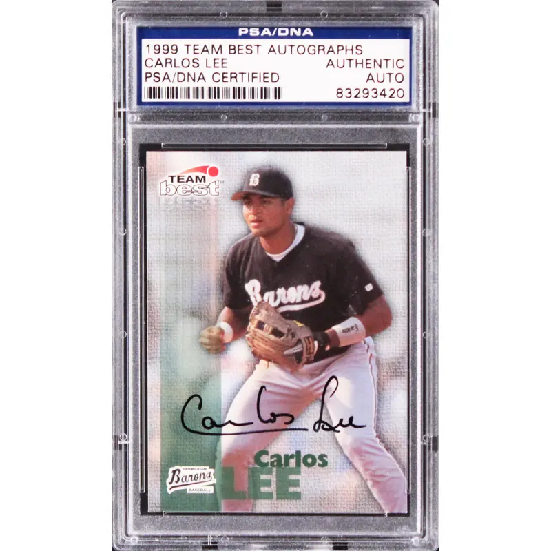 White Sox Carlos Lee Authentic Signed 1999 Team Best Autographs Card PSA Slab