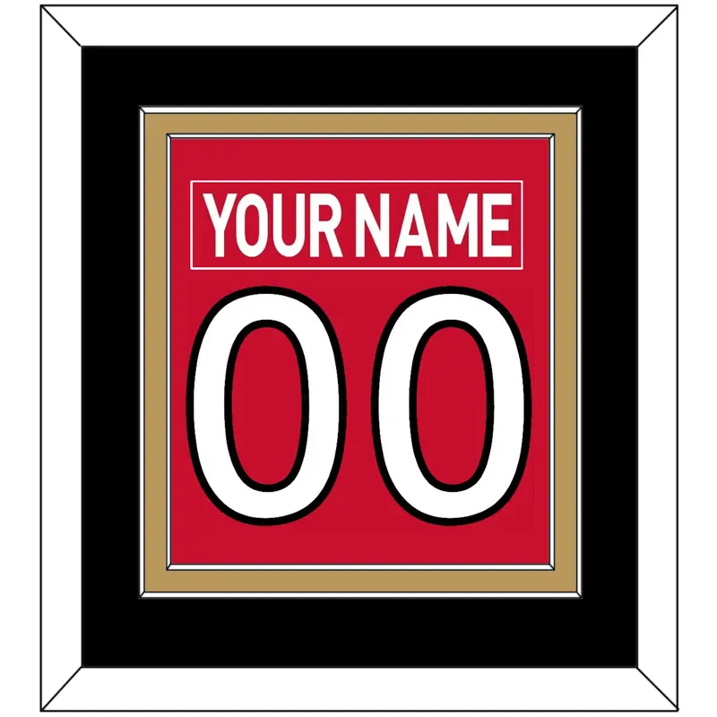 Ottawa Nameplate & Number (Back) Combined - Home Red (2007-2017) - Double Mat 4
