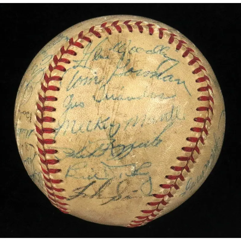 1953 New York Yankees World Series Champs Team Signed Baseball Mickey Mantle JSA