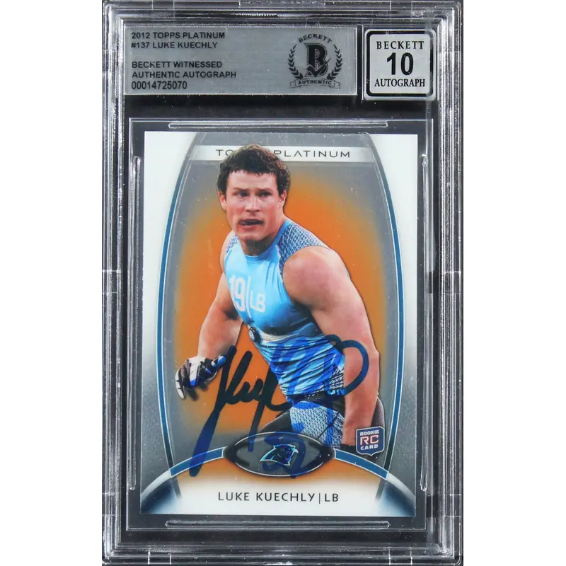 Luke Kuechly Signed 2012 Topps Platinum #137 Rookie Card Auto 10! BAS Slabbed