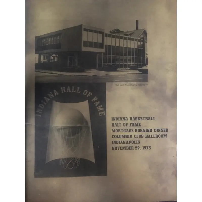 1973 Indiana Basketball Hall of Fame Mortgage Burning Program