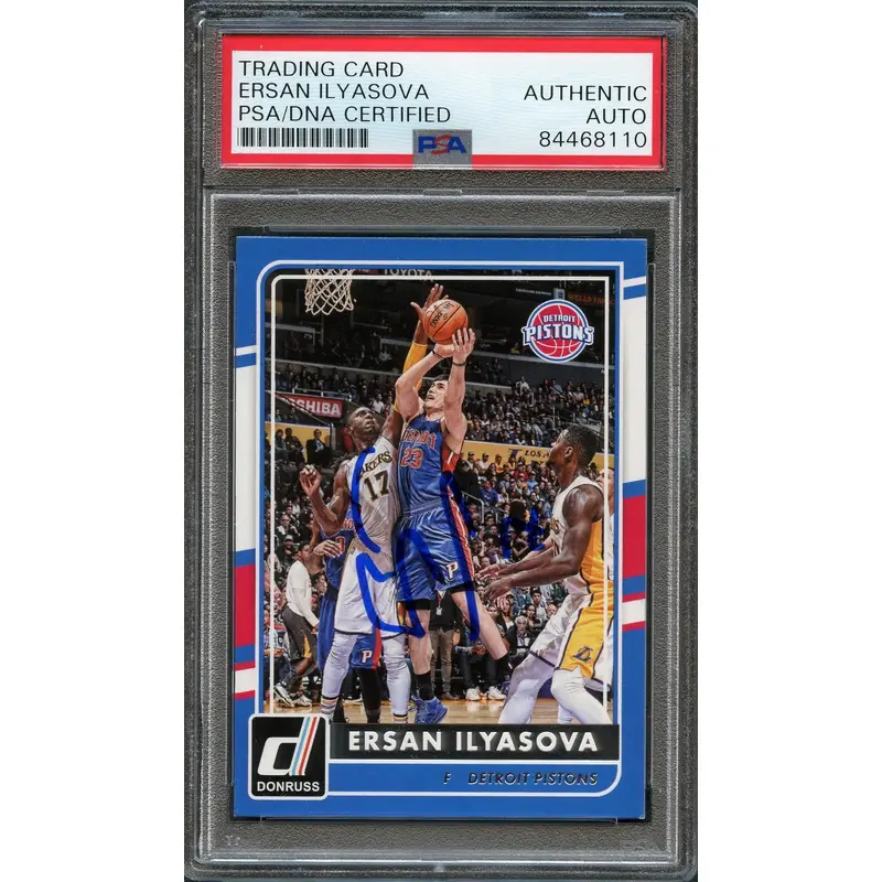 2015-16 Donruss #184 Ersan Ilyasova Signed Card AUTO PSA Slabbed Pistons