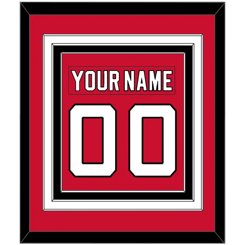 New Jersey Nameplate & Number (Back) Combined - Home Red (2007-2017) - Triple Mat 2