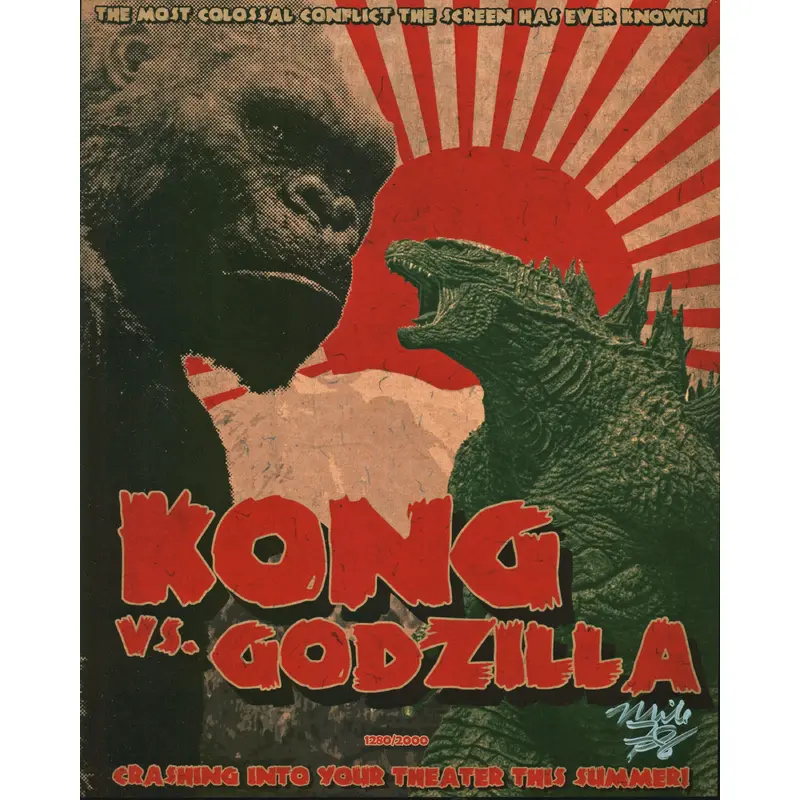Mike Flynn Signed 8x10 Kong Vs. Godzilla Bam Box Fan Art Print LE #1280/2000