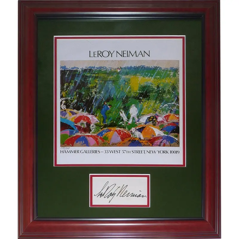 LeRoy Neiman Autographed Golf Artwork Poster Deluxe Framed Piece - JSA