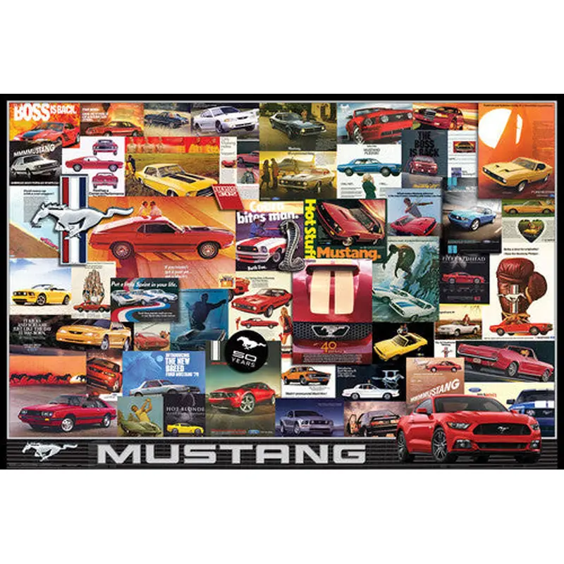 Ford Mustang 50th Anniversary Classic Car Ad Collage Poster - Eurographics Inc.