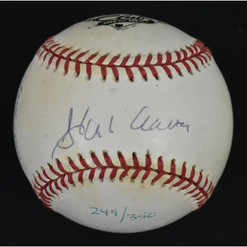 Hank Aaron Willie Mays 3,000 Hit 500 Home Run Signed Baseball JSA COA
