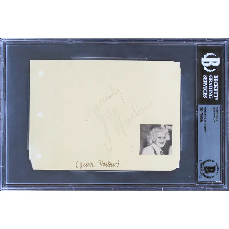 Jean Harlow Saratoga Authentic Signed 4.5x6 Album Page Autographed BAS Slabbed