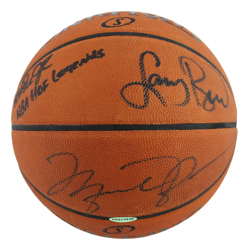 NBA HOF Legends (3) Jordan, Bird & Johnson Signed NBA Basketball BAS #A39837