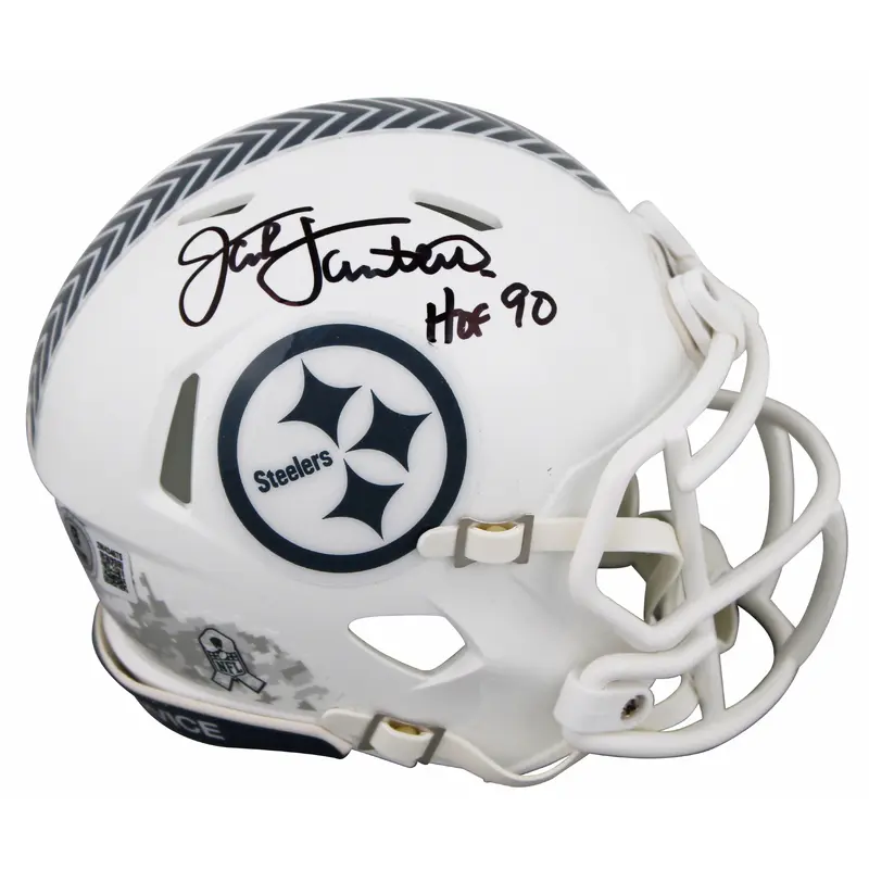 Steelers Jack Lambert Signed Salute To Service III Speed Mini Helmet BAS Witness