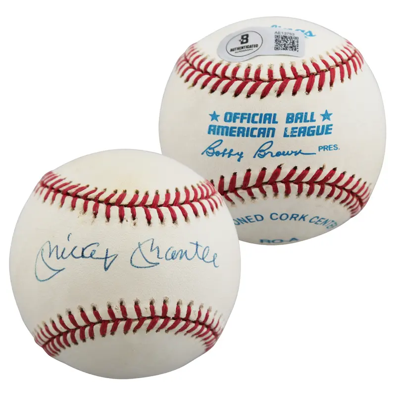 Yankees Mickey Mantle Authentic Signed Bobby Brown OAL Baseball BAS #AE13753
