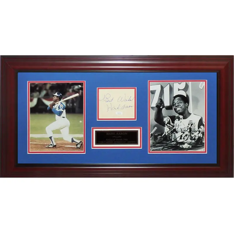Hank Aaron Autographed Atlanta Braves (715 HR) Deluxe Framed Cut Signature Piece - JSA