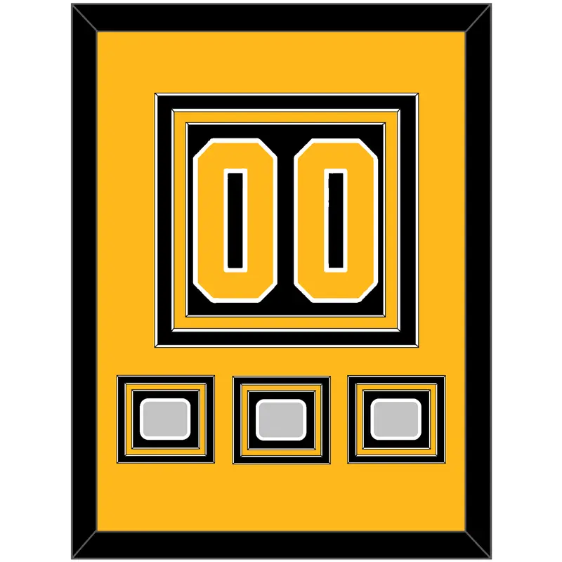 Pittsburgh Number (Back) & 3 Stanley Cup Finals Patches - Home Black - Triple Mat 3