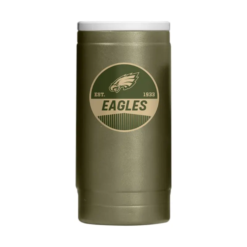 Philadelphia Eagles  Badge Powder Coat Slim Can Coolie