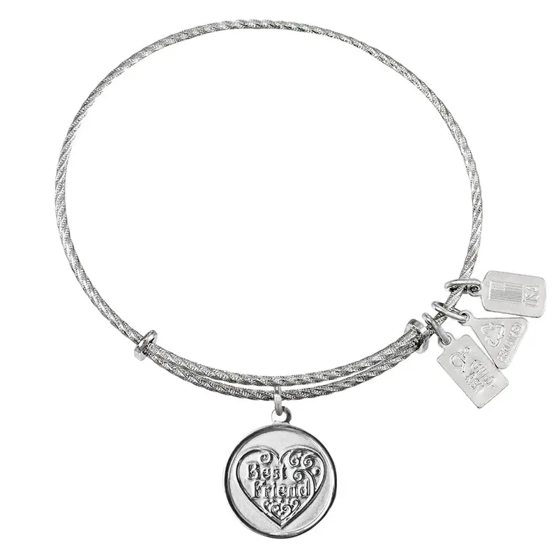 Best Friend Sterling Silver Charm Bangle