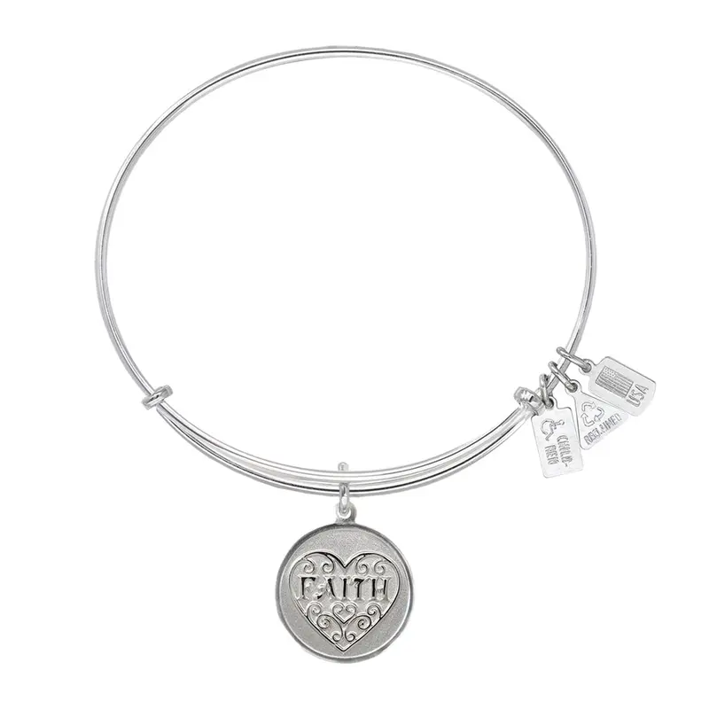Faith Filigree Heart Charm Bangle