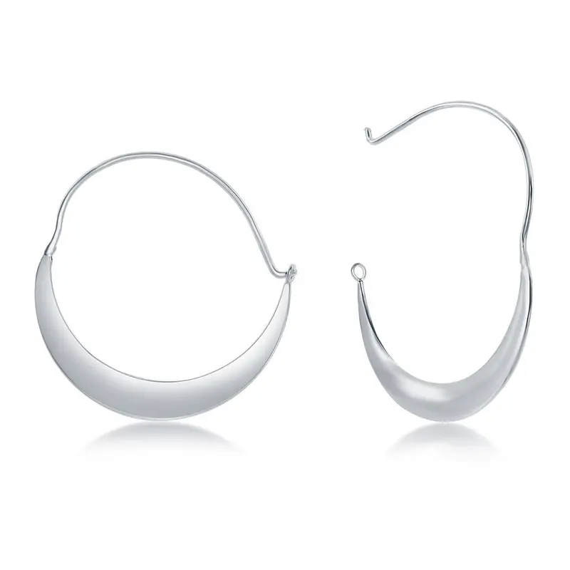 Sterling Silver Crescent Moon Wire Dangling Earrings
