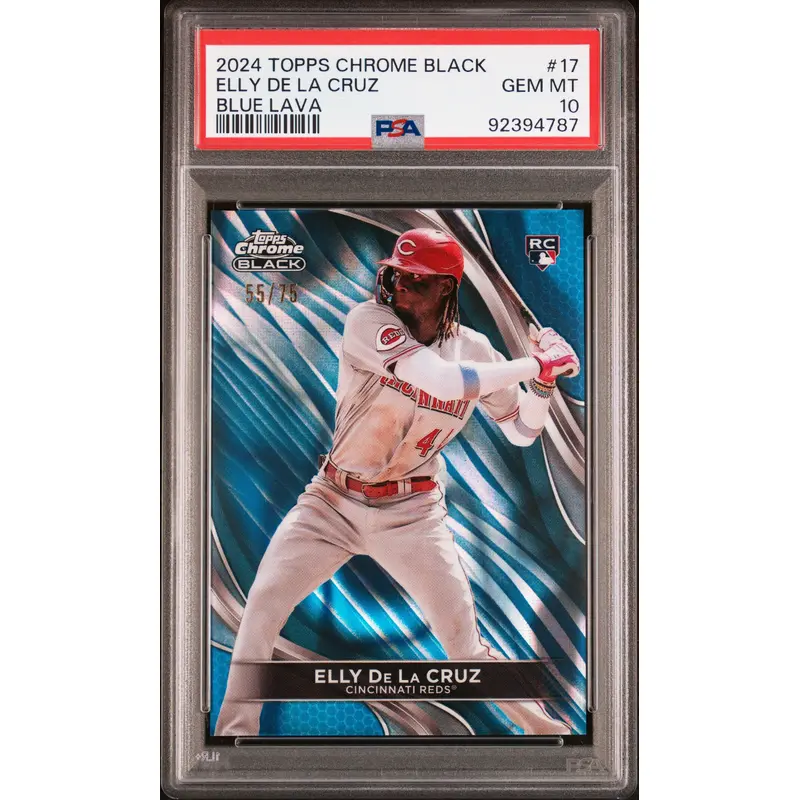 Elly de la Cruz 2024 Topps Chrome Black Blue Lava #55/75 PSA 10 Gem Mint