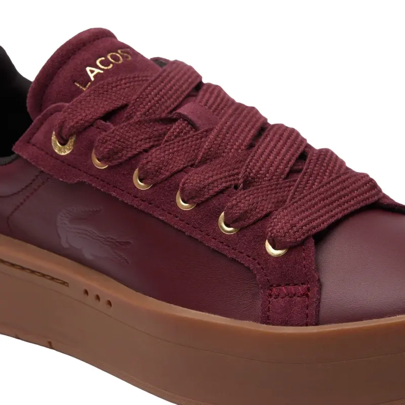 LACOSTE WOMENS TENNIS SHOE BURGUNDY CARNABY PLAT, 7-46SFA0035AMD