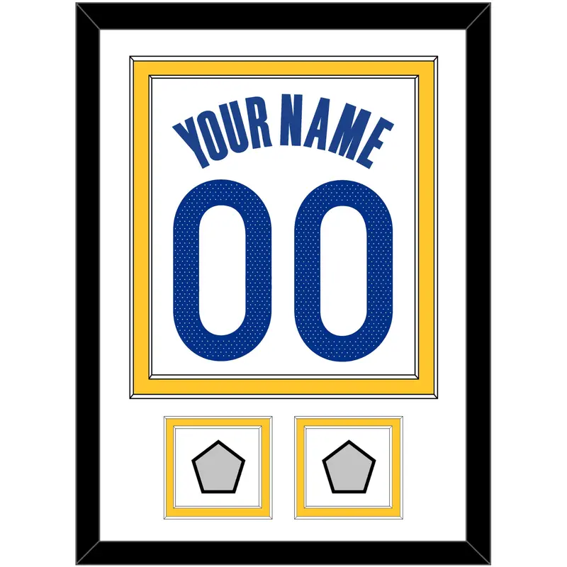 Golden State Name & Number With 2 Champions Patches - White Association - Double Mat 1