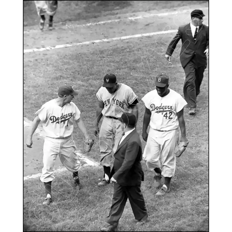 Jackie Robinson Willie Mays 8X10 Photo - Pee Wee Reese Dodgers Giants - 11982
