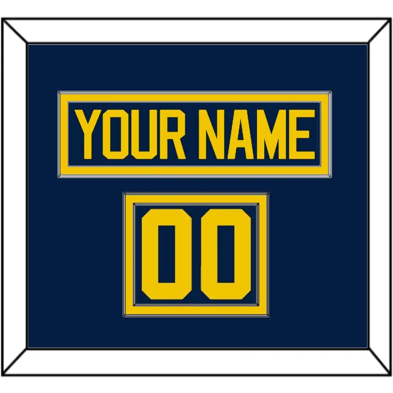Michigan Hockey Nameplate & Number (Shoulder) - Road Blue - Double Mat 2