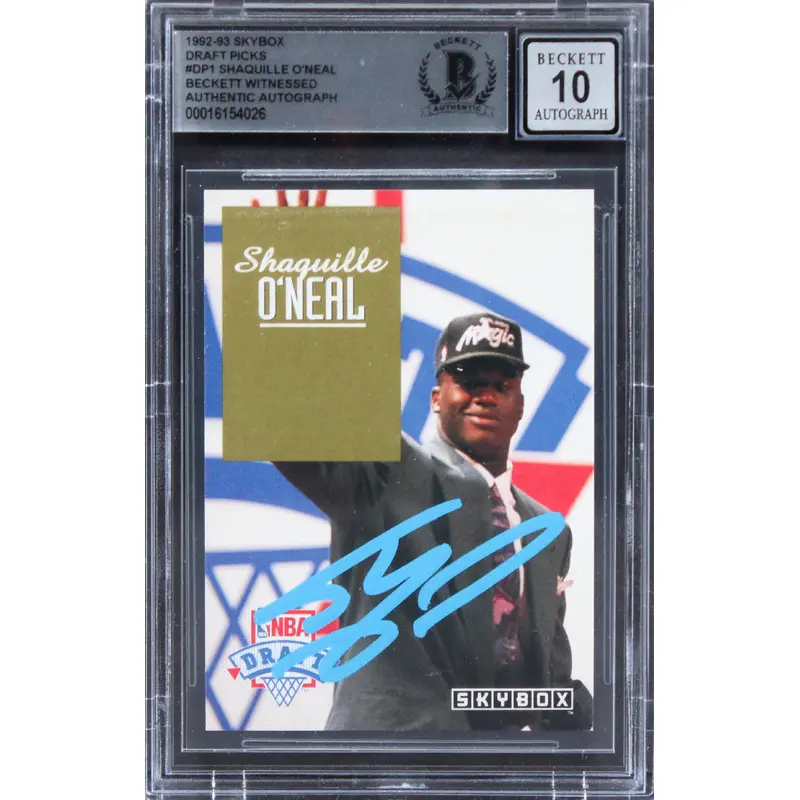Lakers Shaquille O'Neal Signed 1992 Skybox DP #DP1 Rookie Card Auto 10! BAS Slab