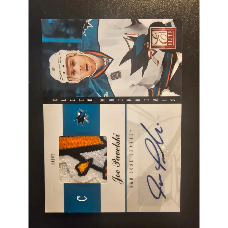 2011-12 Panini Elite - Materials - Patch Autographs - Joe Pavelski #24 /5
