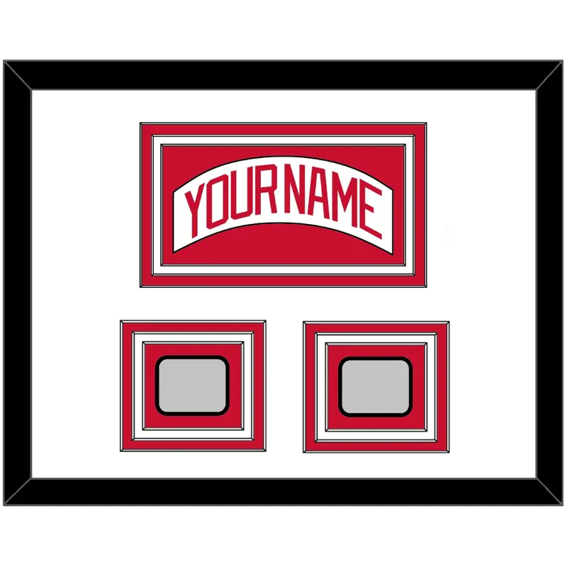 Detroit Nameplate & 2 Stanley Cup Finals Patch - Road White (2007-2017) - Triple Mat 1