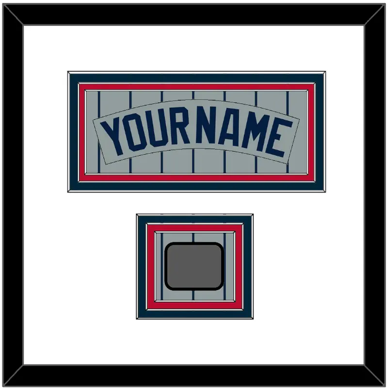 Minnesota Nameplate & World Series Patch - Road Gray Pinstripes (1987-2009) - Triple Mat 1