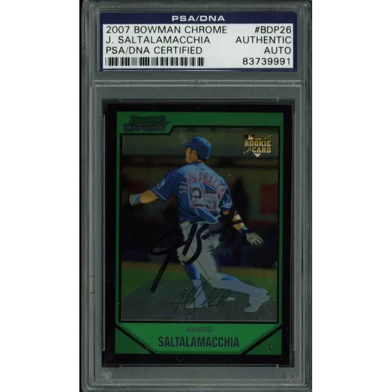 Jarrod Saltalamacchia Signed Card 2007 Bowman Chrome Rc #Bdp26 PSA/DNA Slabbed