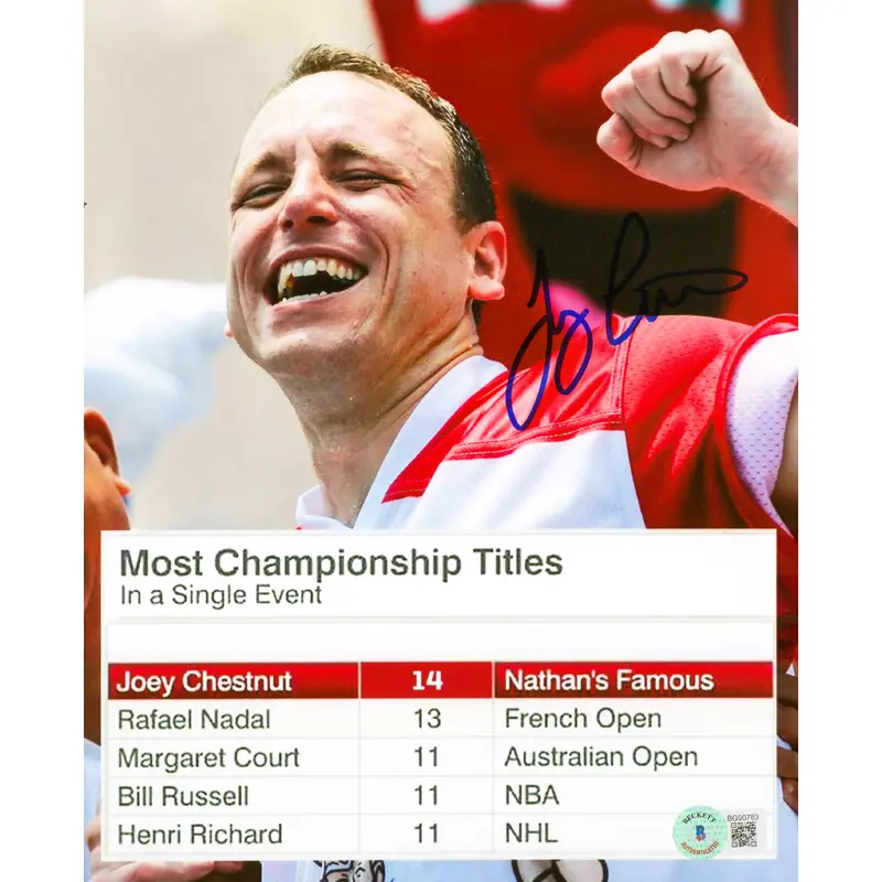 Joey Chestnut Authentic Signed 8x10 Photo Autographed BAS #BG90783
