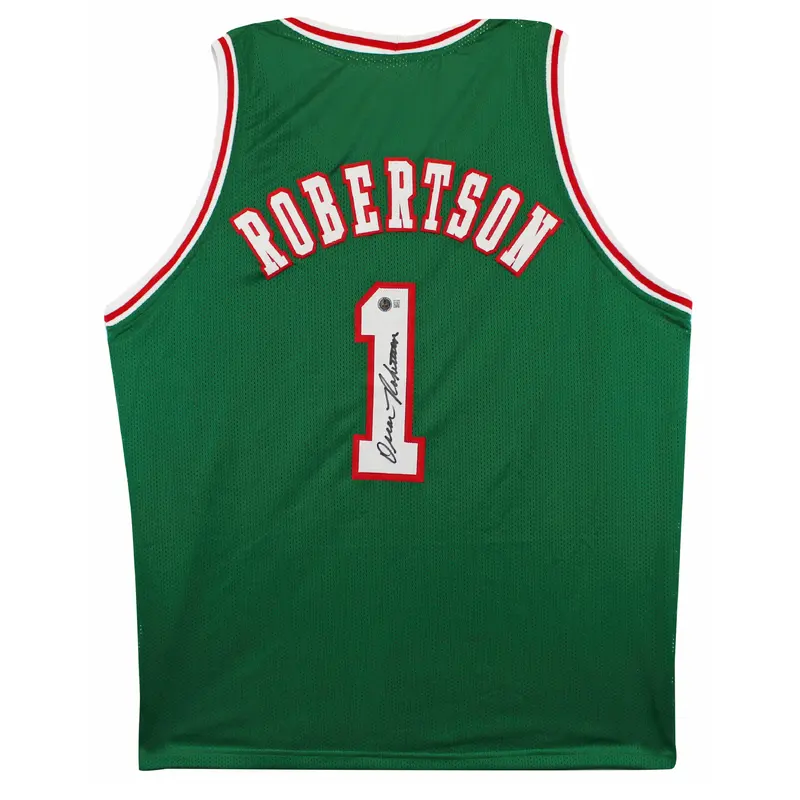 Oscar Robertson Authentic Signed Green Pro Style Jersey BAS Witnessed