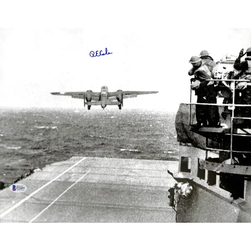 Richard E. Cole WWII Doolittle Raid Authentic Signed 11x14 Photo BAS 1