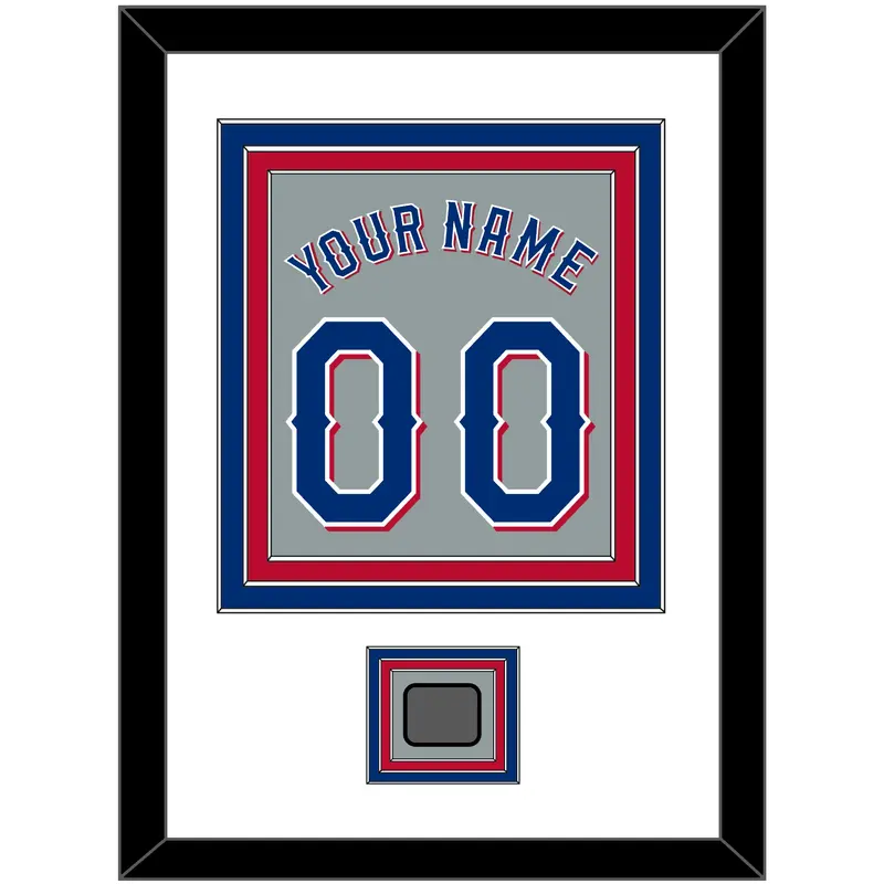 Texas Name & Number With World Series Champions Patch - Road Gray (2020-2023) - Triple Mat 1