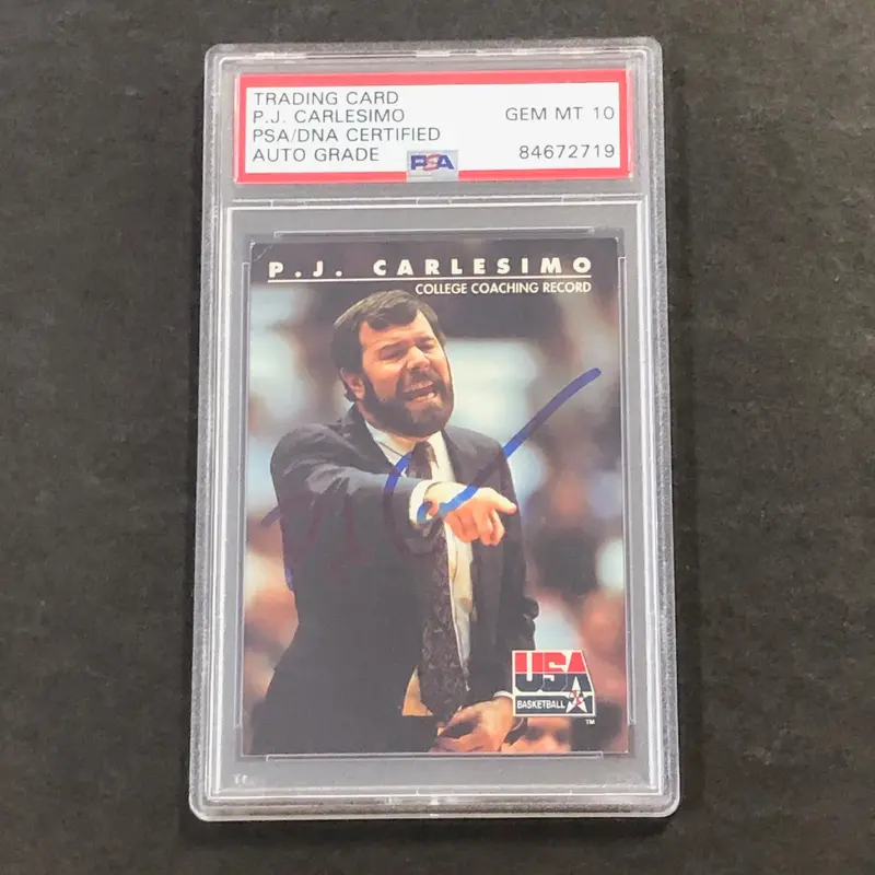 1992 Skybox #92 PJ Carlesimo Signed Card AUTO GRADE 10 PSA Slabbed Team USA