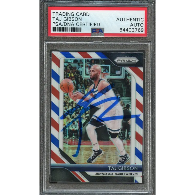 2017-18 Panini Prizm #156 Taj Gibson Signed Card AUTO PSA Slabbed Timberwolves