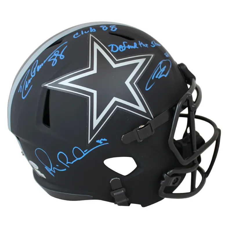 Cowboys Irvin, Pearson & Lamb Signed Eclipse F/S Speed Rep Helmet BAS Blue Sig