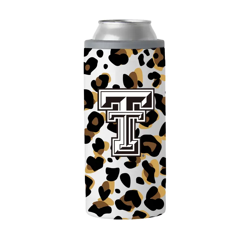 Texas Tech 12oz Neutral Leopard Slim Can Coolie