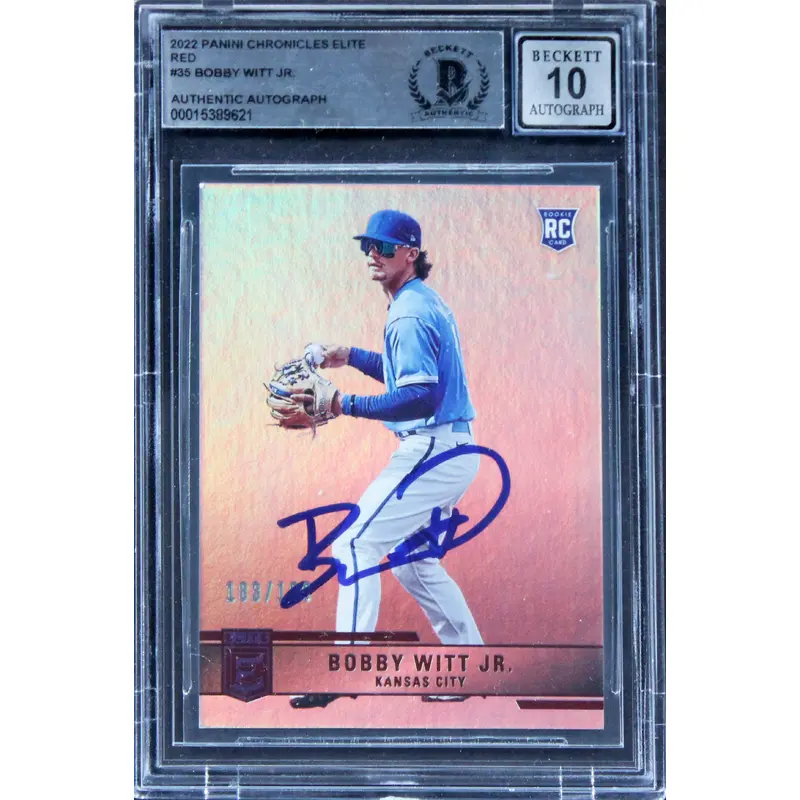 Bobby Witt Jr. Signed 2022 Panini CER #35 #183/199 Rookie Card Auto 10! BAS Slab