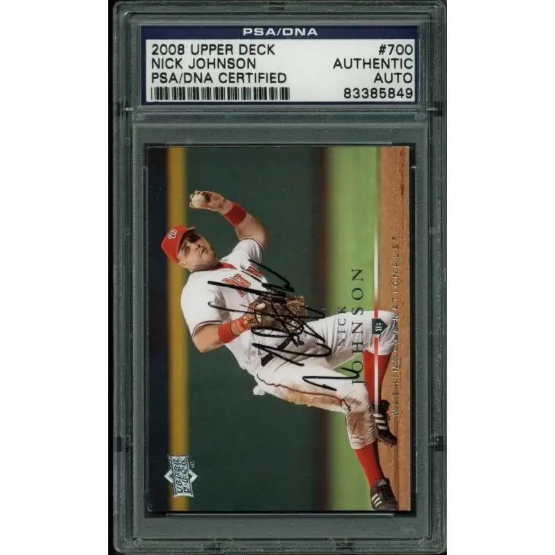 Nationals Nick Johnson Authentic Signed Card 2008 Upper Deck 700 PSA/DNA Slabbed